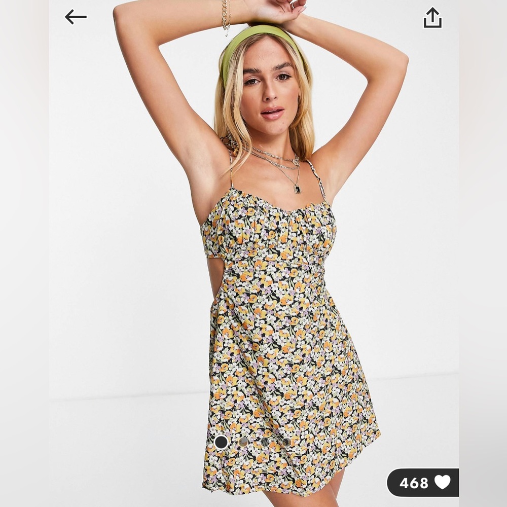 Sisters of the Tribe floral cami mini dress with tie straps and open back